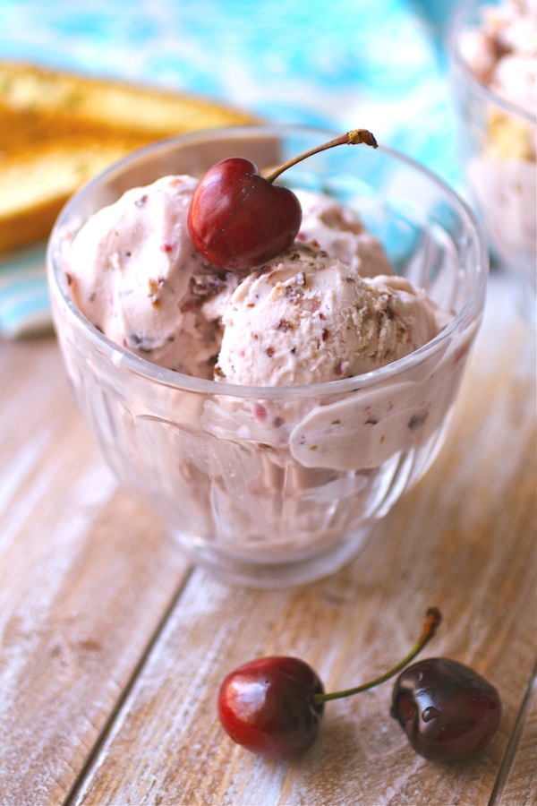 Cherry-Almond Ricotta Ice Cream is a summer dessert that you'll love!