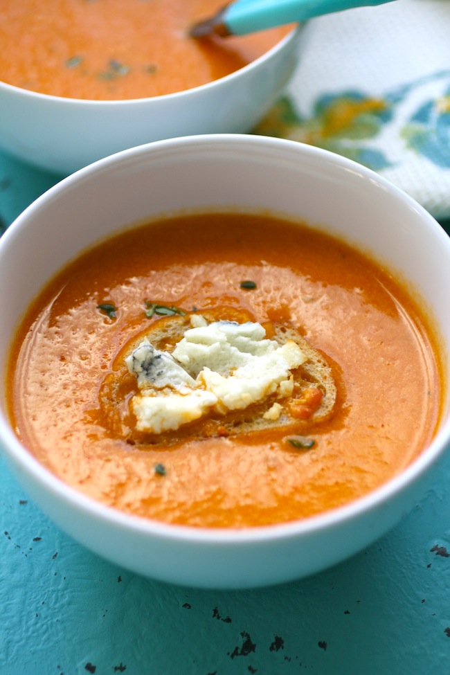 roasted tomato and blue cheese soup