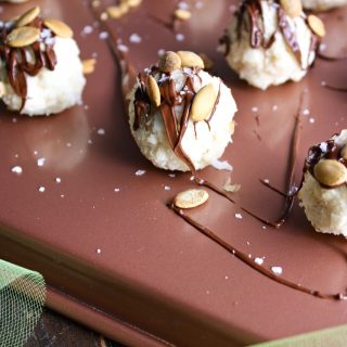 You'll love these Chocolate-Drizzled Maple Coconut Caramel Macaroons!