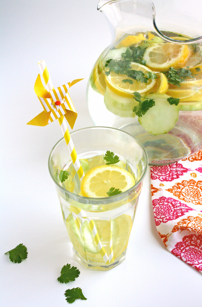Lemon, Cucumber & Cilantro Infused Water