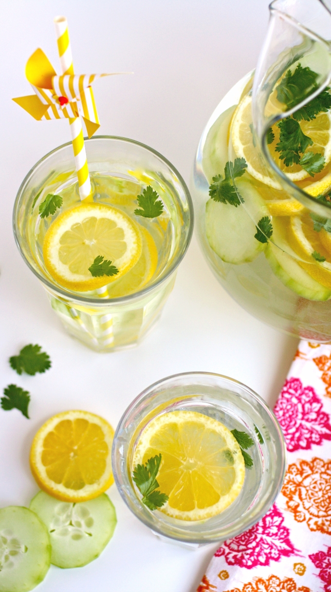 Lemon, Cucumber & Cilantro Infused Water