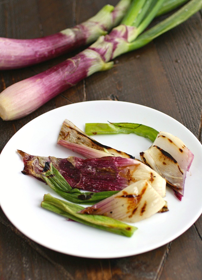 Grilled Flatbreads with Red Spring Onions, Prosciutto & White Bean Sauce