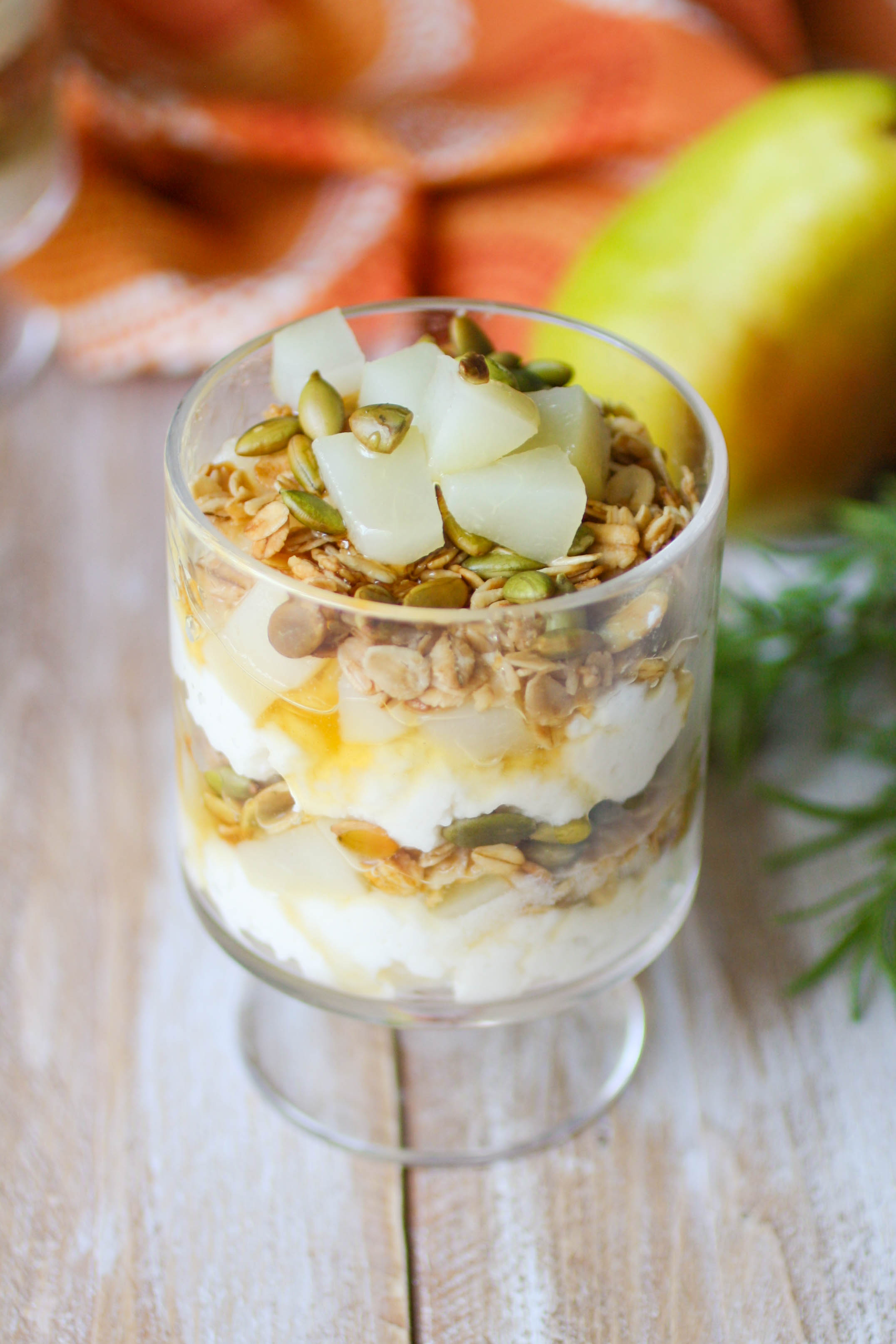 Pear and Ricotta Parfaits with Rosemary-infused Honey