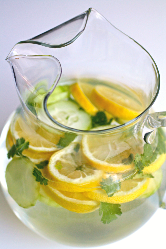 Lemon, Cucumber & Cilantro Infused Water