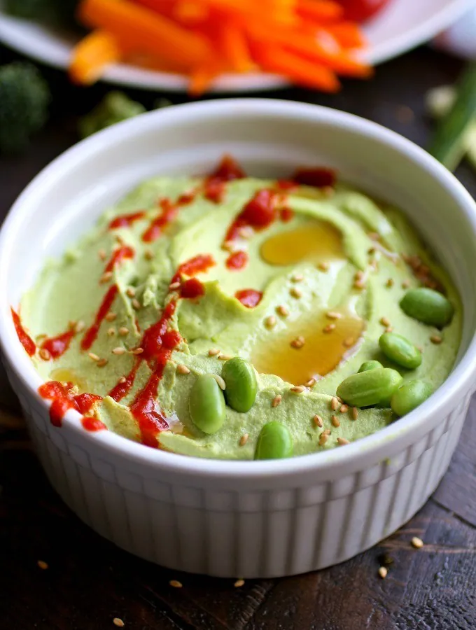 Grab a veggie or cracker and dig into Spiced Edamame Hummus!