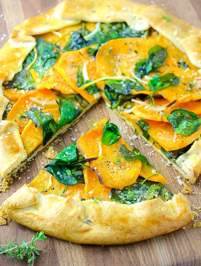 Sweet Potato and Spinach Galette is a simple and delicious, meatless dish. Make this Sweet Potato and Spinach Galette for an easy meal.