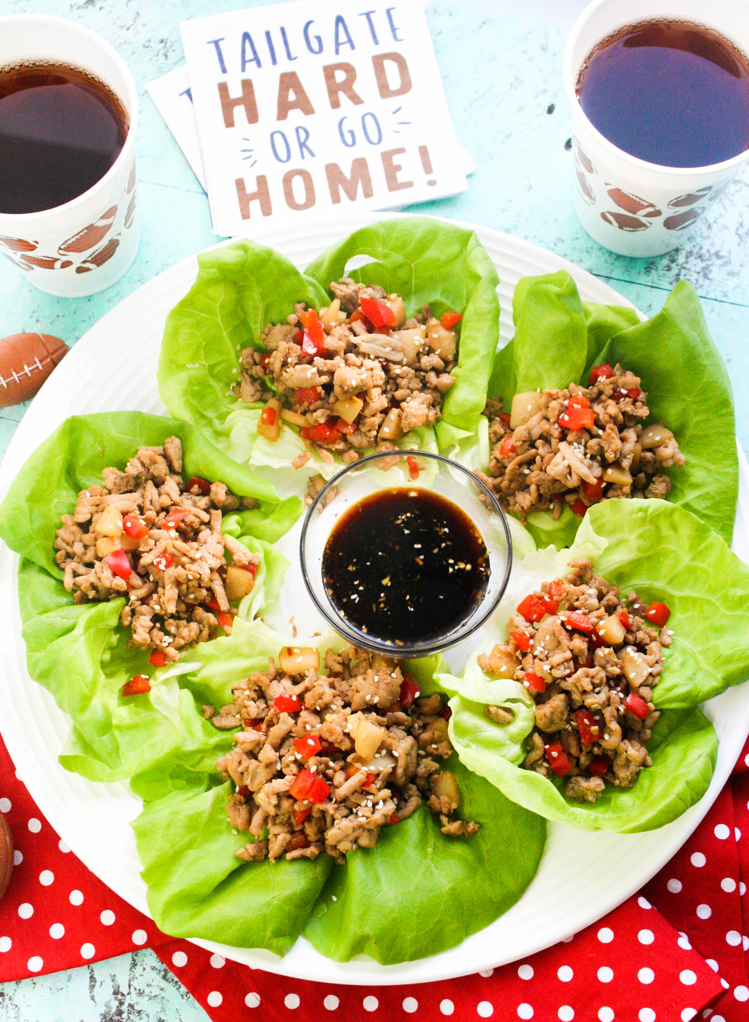 Touchdown Turkey Lettuce Wraps are perfect for game-day snacking! You'll love adding Touchdown Turkey Lettuce Wraps to your game-day menu!