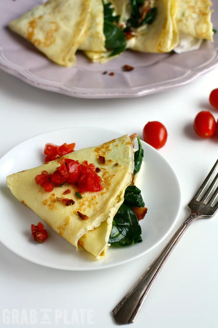 Enjoy a treat for breakfast: Spinach, Bacon, and Brie Crêpes are easy to make, too!