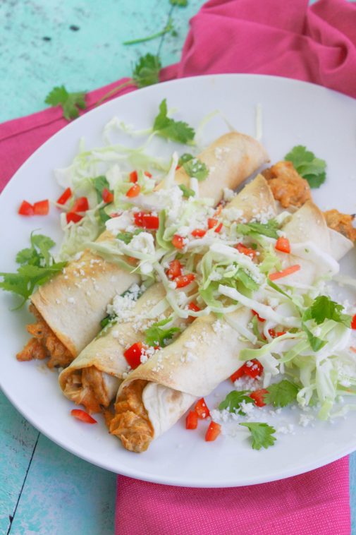 Baked Chicken and Green Chile Taquitos are fabulous as a snack or as