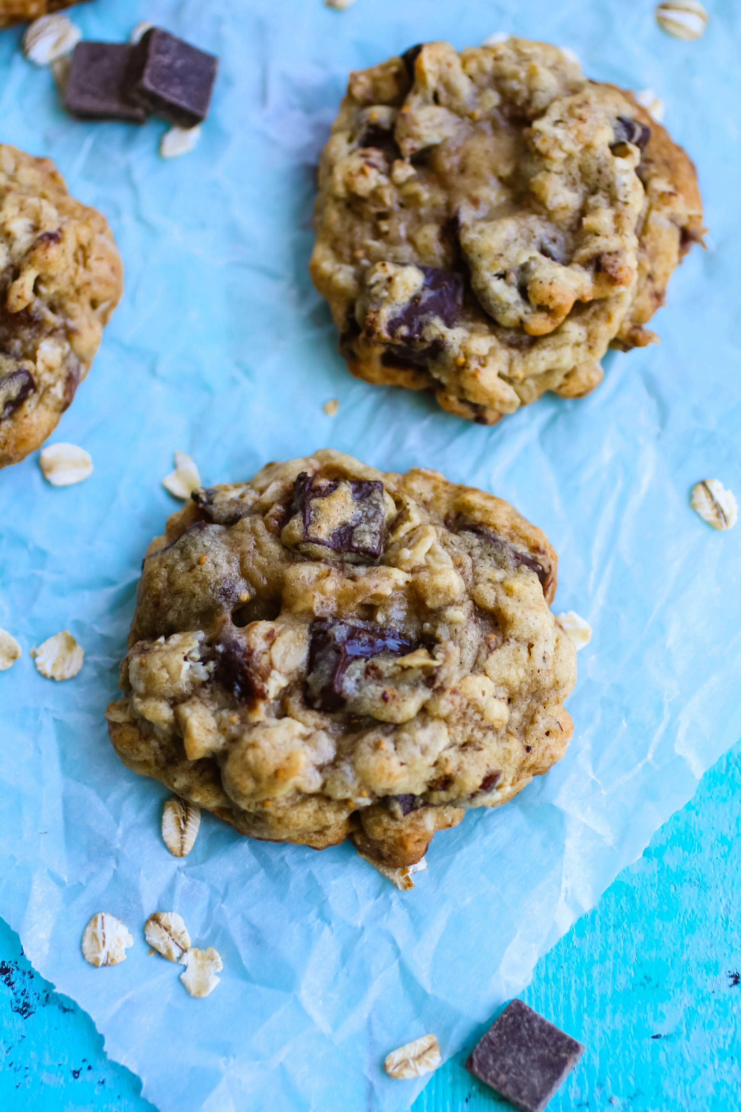 Oatmeal fig cookies with dark chocolate chunks are amazing for a treat. Oatmeal fig cookies with dark chocolate chunks are thick and chewy and perfect for a treat!