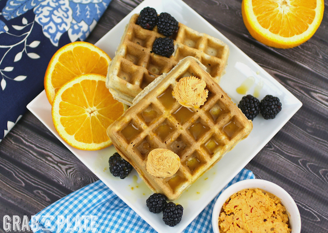 You'll love Blue Cornmeal Waffles with Chipotle Butter and Orange Syrup