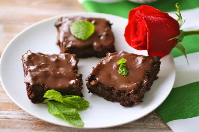 Dairy-free frosted mint julep and black bean brownies