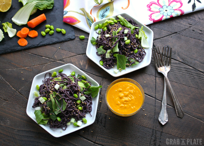 Perfect for the warm weather and a Meatless Monday meal: Cold Noodle Salad with Carrot-Ginger Dressing!