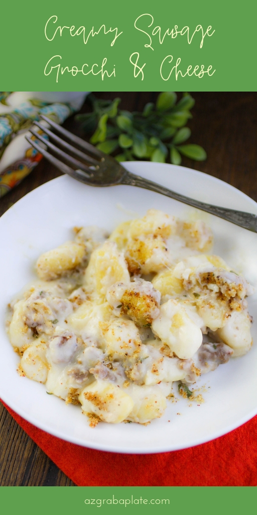 Creamy Sausage Gnocchi & Cheese is a wonderful main dish meal for the season. Creamy Sausage Gnocchi & Cheese is rich and delicious for a special meal.