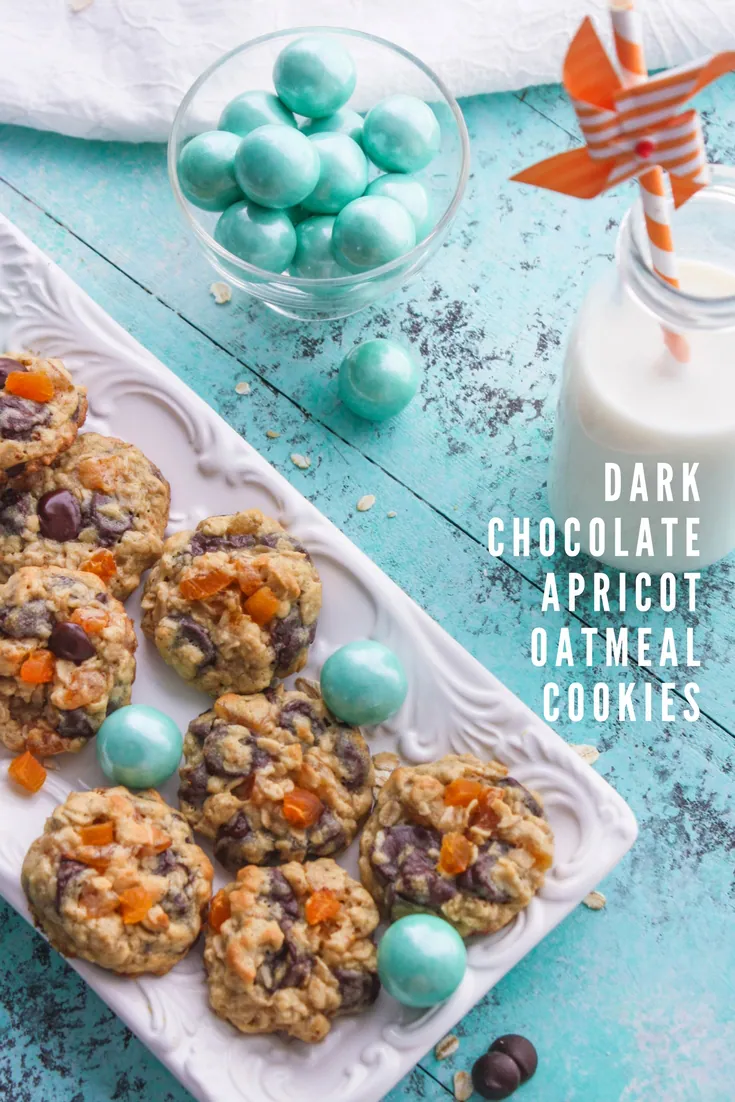 Dark Chocolate Apricot Oatmeal Cookies are a fun snack or dessert. You'll enjoy these Dark Chocolate Apricot Oatmeal Cookies, for sure!