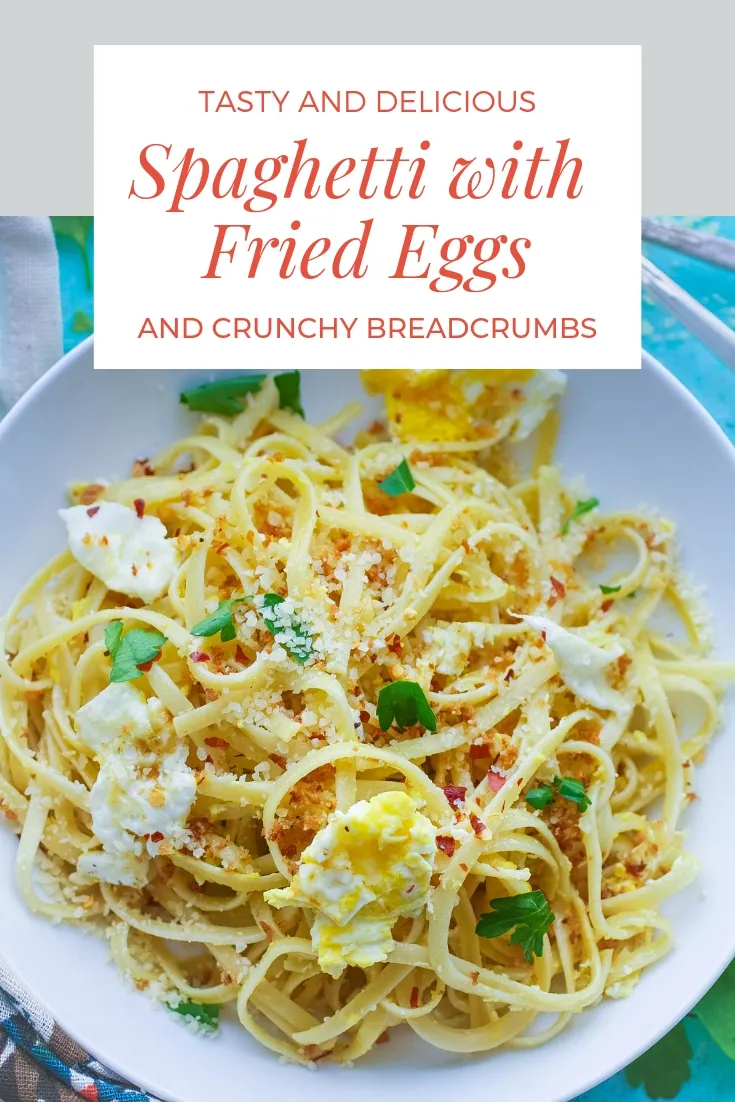 Spaghetti with Fried Eggs and Crunchy Breadcrumbs is an easy-to-make meal for any busy night. Spaghetti with Fried Eggs and Crunchy Breadcrumbs is a lovely, meatless dish everyone will love.