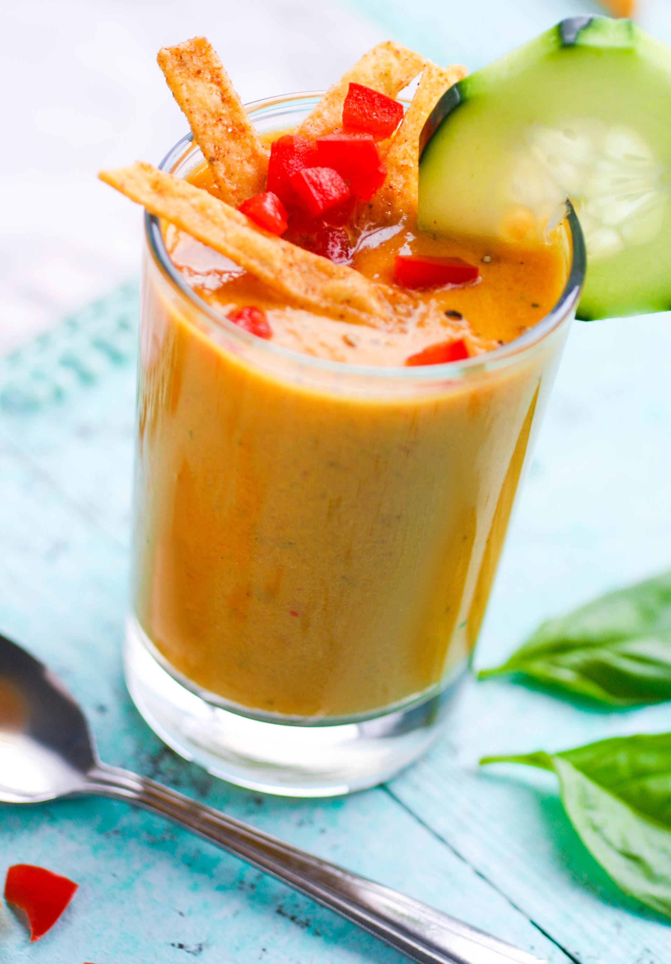 Yellow Heirloom Tomato Gazpacho is a fabulous appetizer for the season. Yellow Heirloom Tomato Gazpacho is perfect to serve as an appetizer during the warm weather! Yellow Heirloom Tomato Gazpacho is easy to make, and so refreshing!