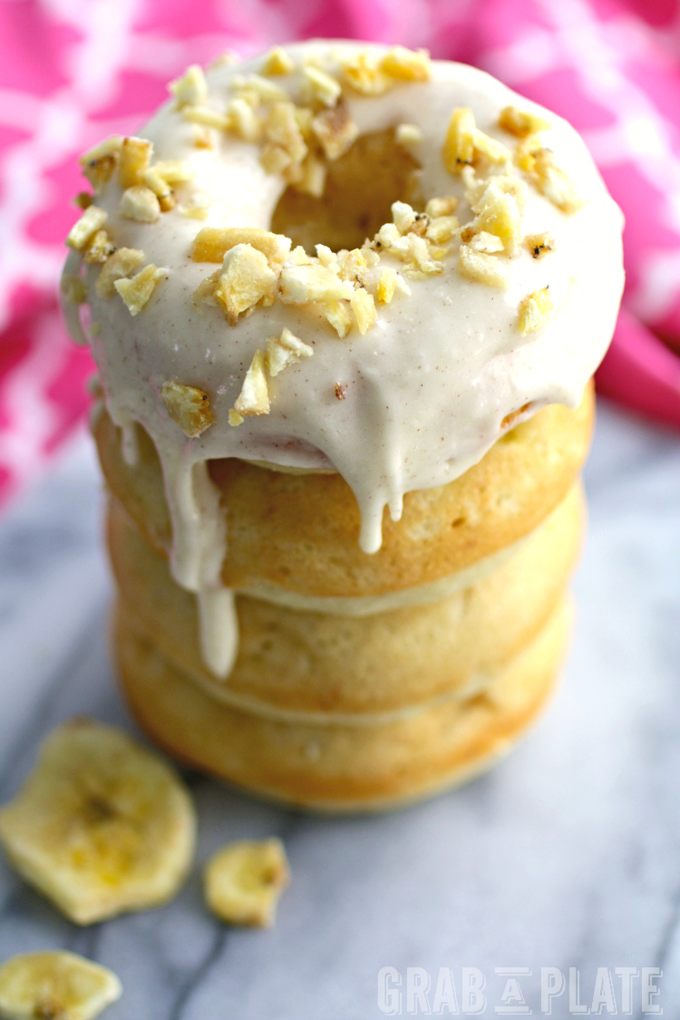Banana Donuts with Cinnamon Cream Cheese Frosting
