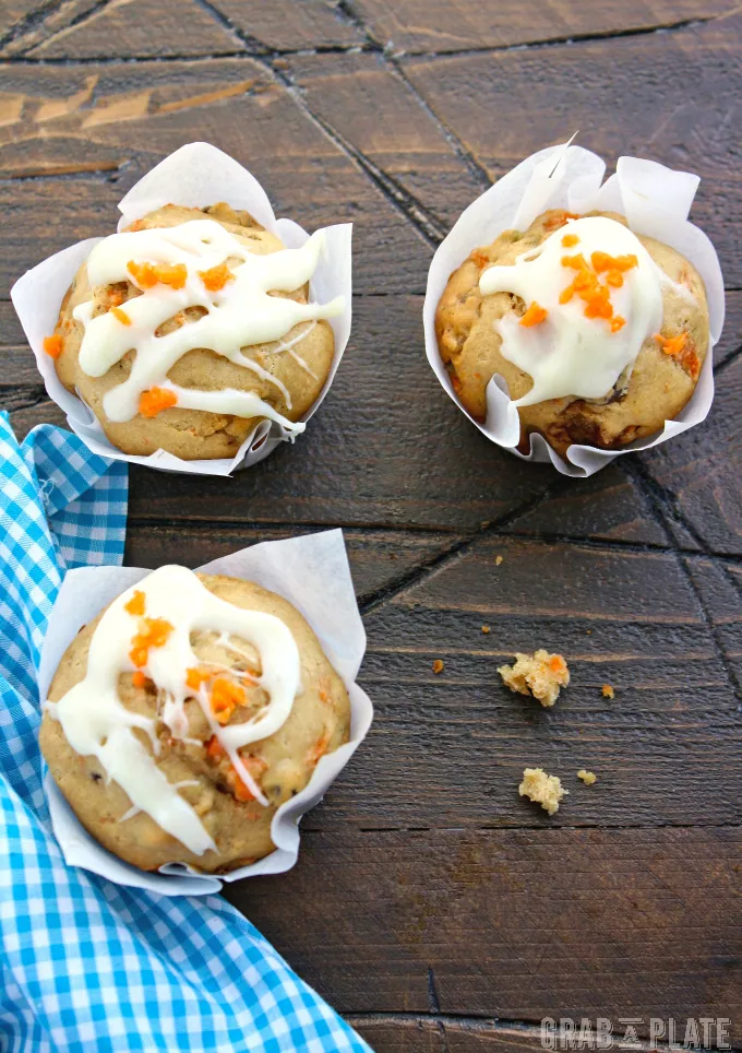 Carrot Cake Muffins with Ginger-Cream Cheese Glaze make an amazing treat!