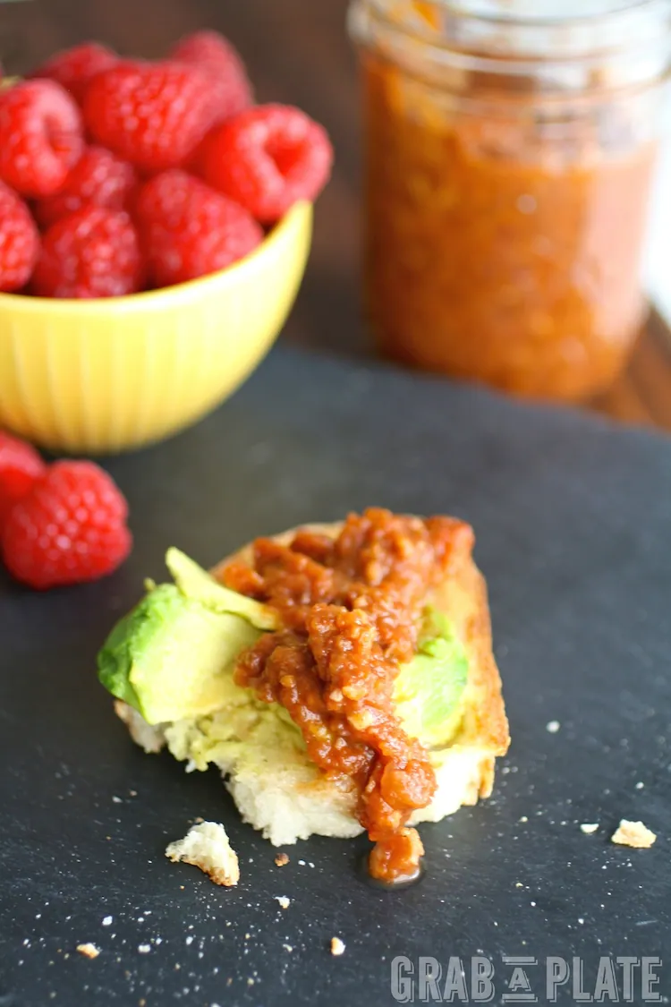 Spread it on! Tomato-Bacon Jam with Avocado Toast is divine!