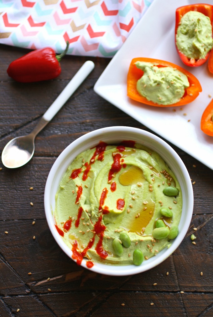 Pick your favorite veggies to go with Spiced Edamame Hummus!