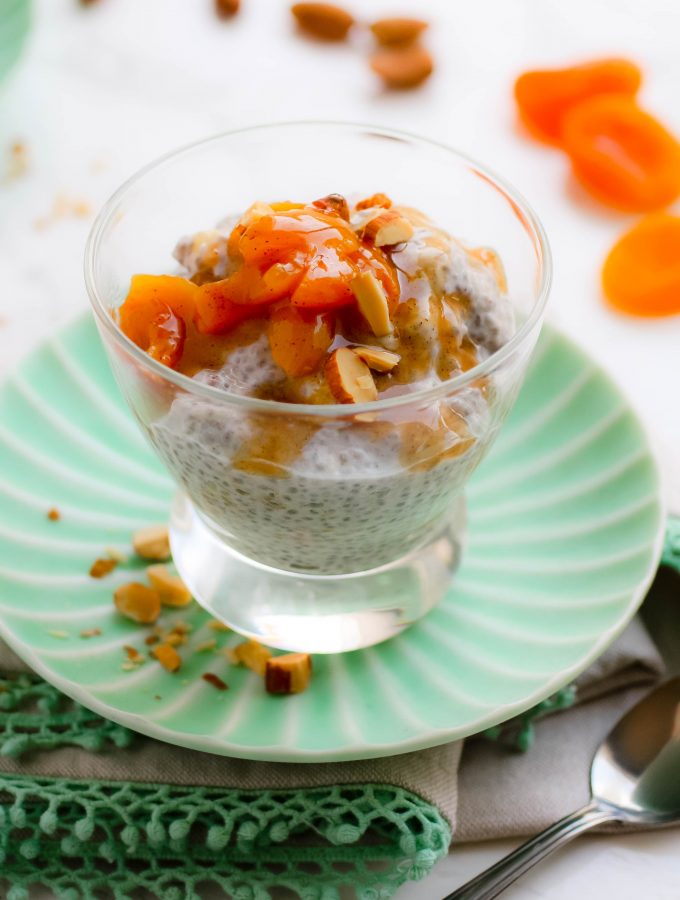 Almond-Apricot Breakfast Chia Pudding is perfect for breakfast! Almond-Apricot Breakfast Chia Pudding makes a great, healthy breakfast.