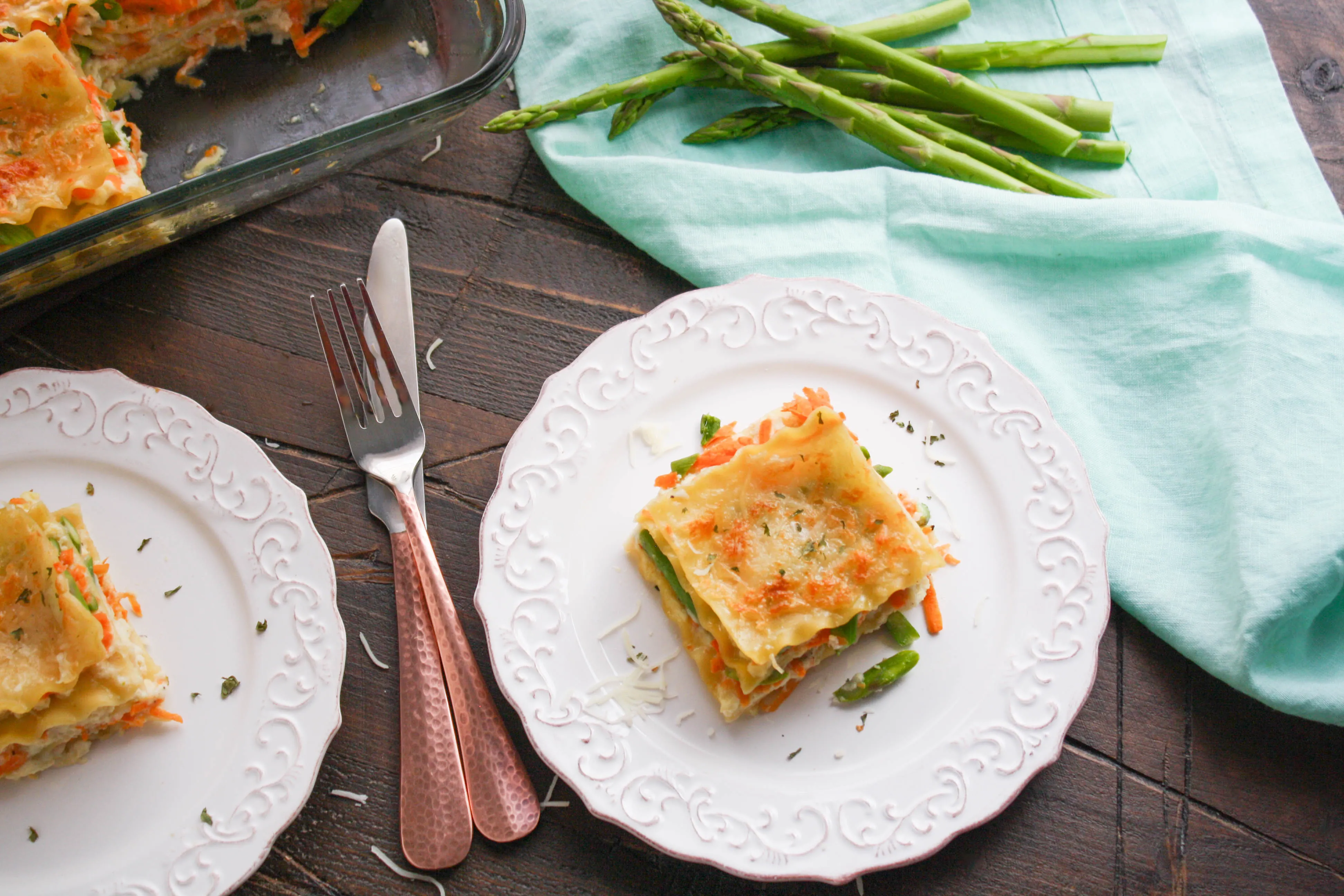 Asparagus and Sweet Potato Lasagna makes a tasty meal for the springtime. Asparagus and Sweet Potato Lasagna is creamy and rich, and delicious!