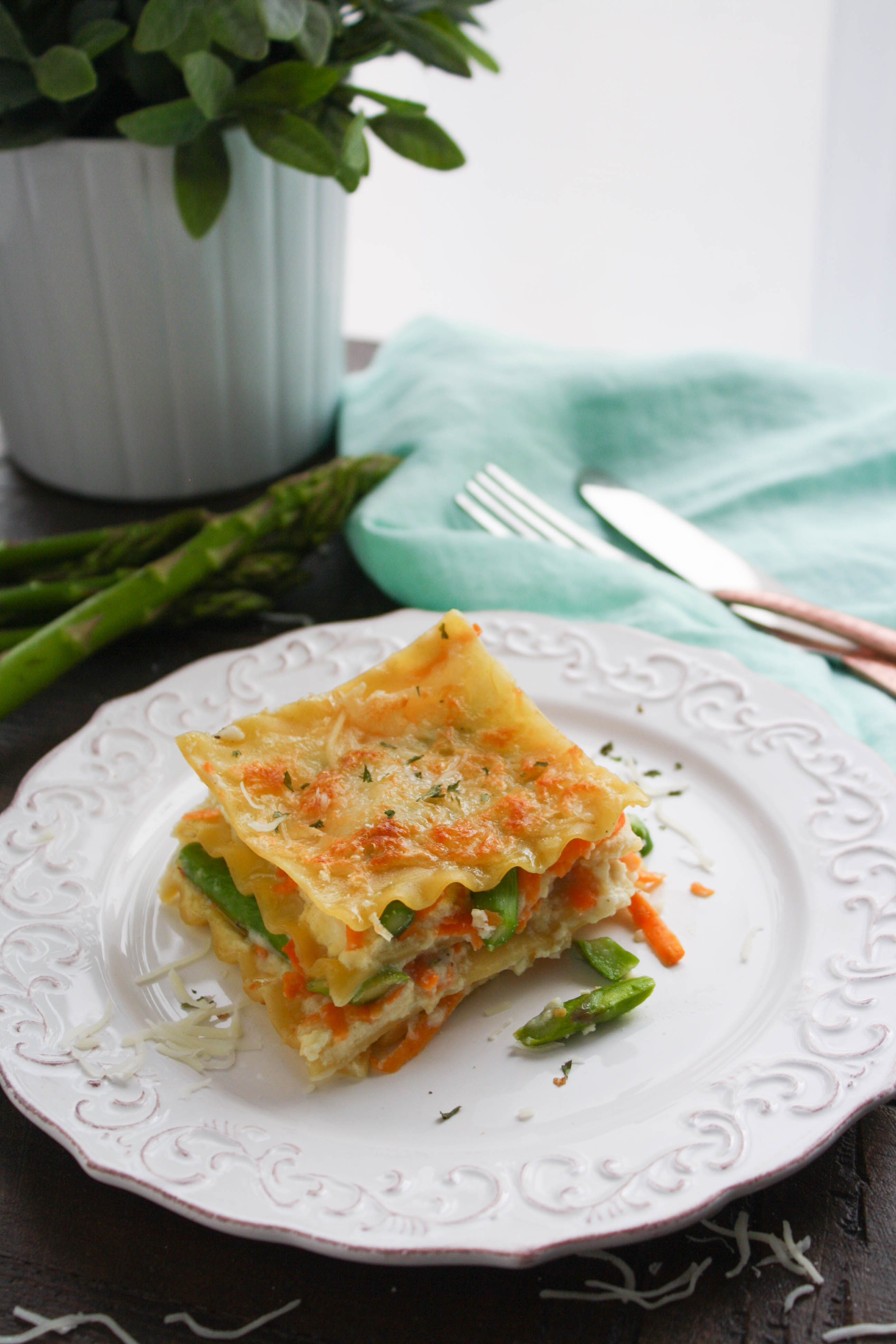 Asparagus and Sweet Potato Lasagna is perfect for a meal this spring. You'll love serving Asparagus and Sweet Potato Lasagna!