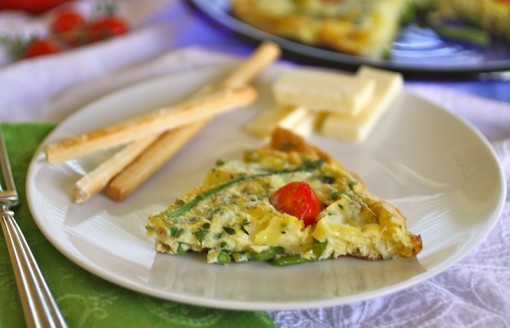 A slice of Asparagus and Asiago Frittata