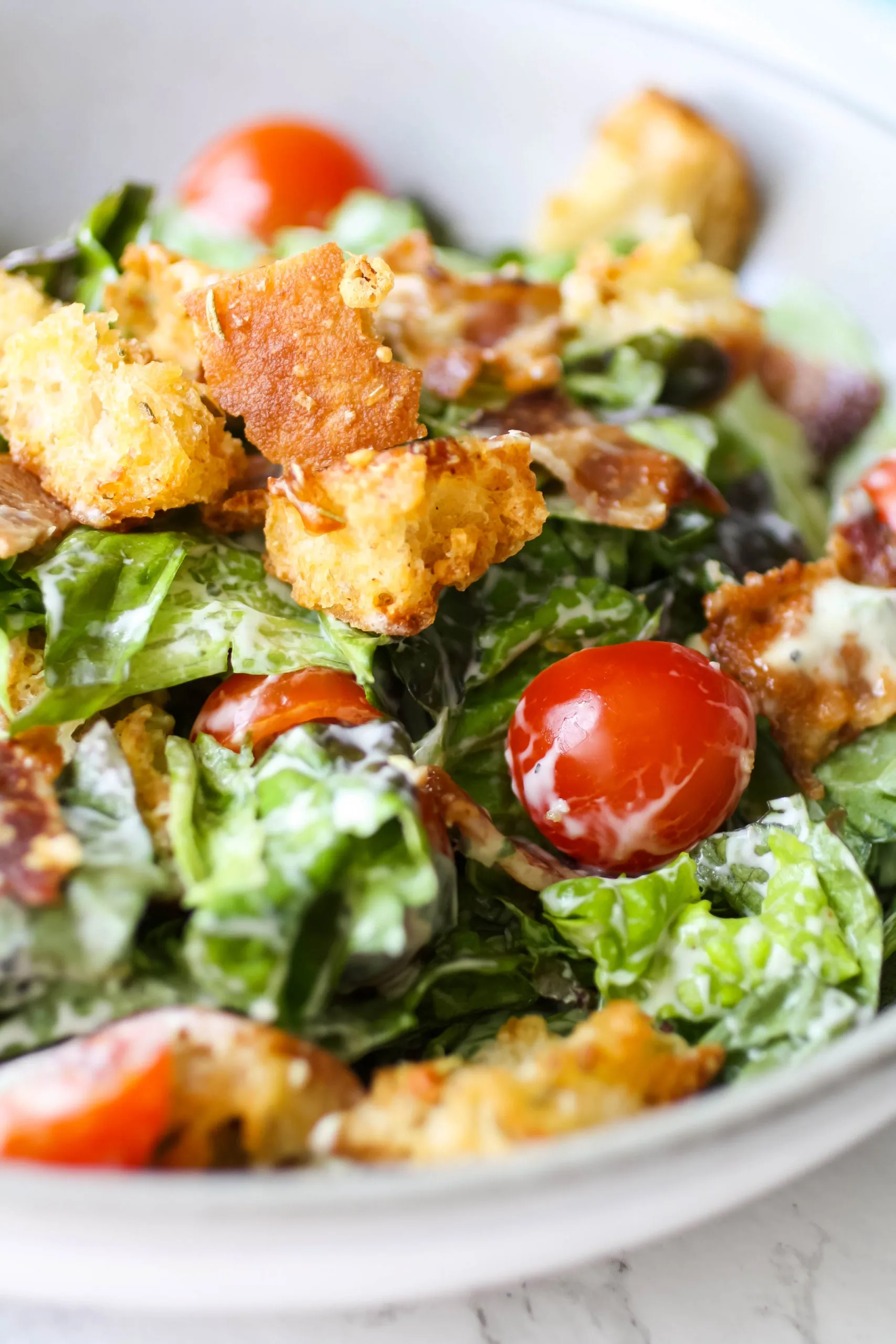 Dig in to this BLT Salad with Garlic-Basil Dressing