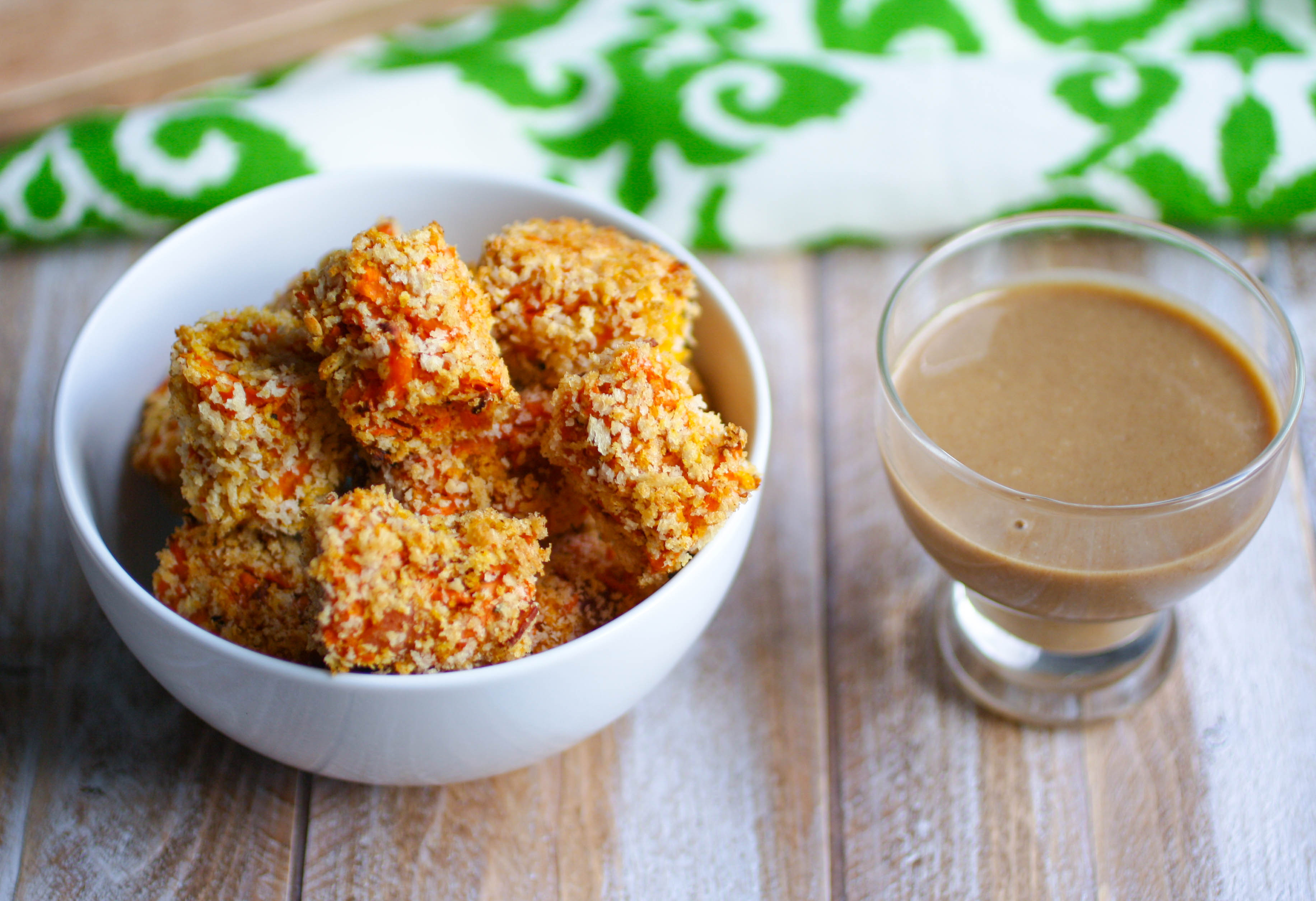 Bacon-Sweet Potato Tots with Maple Mustard Dip are such a tasty side dish! These tots are perfect for Thanksgiving, or any night of the week!