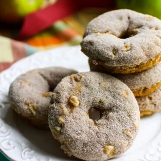 Baked Apple Cinnamon Donuts stacked tall for a great treat!