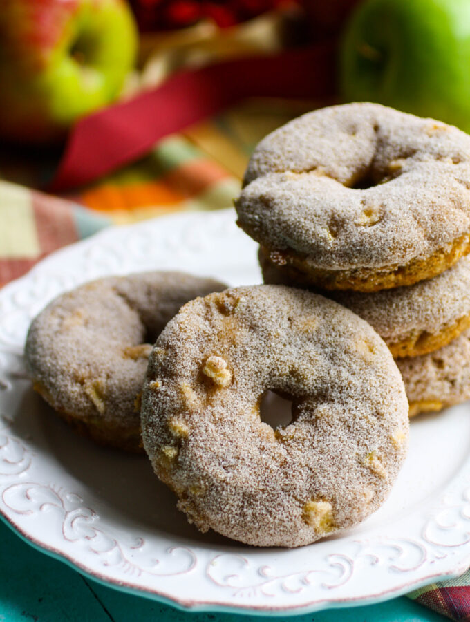Baked Apple Cinnamon Donuts stacked tall for a great treat!