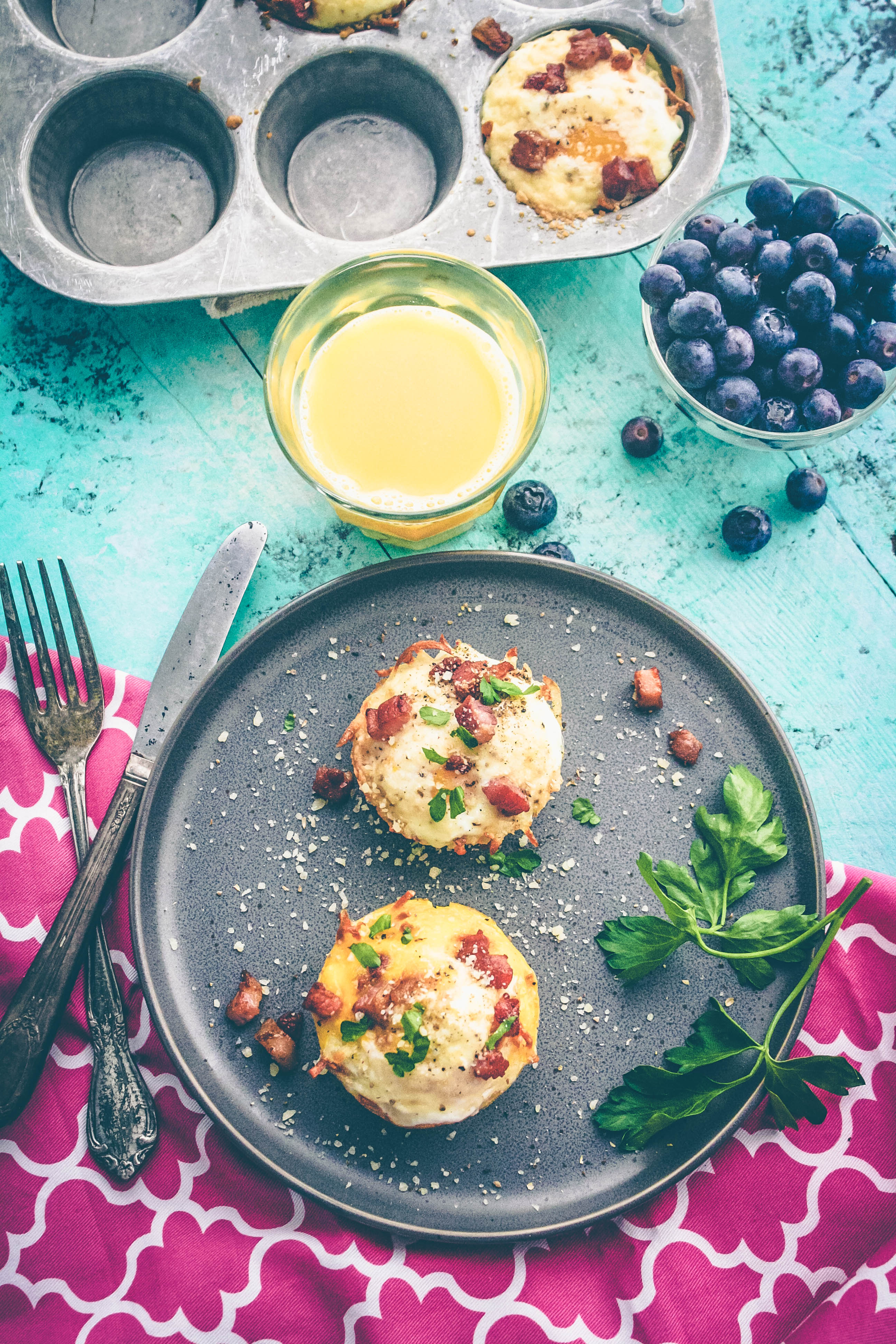 Baked Hash Brown Egg Cups with Parmesan and Pancetta make a great breakfast dish. Baked Hash Brown Egg Cups with Parmesan and Pancetta are wonderful for breakfast!