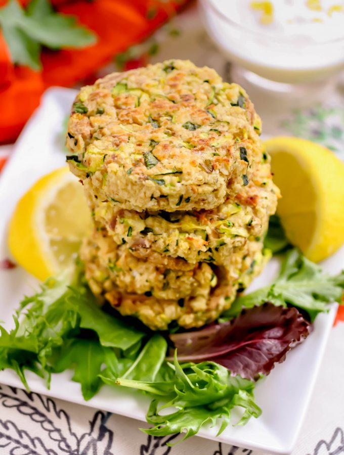 Baked Tuna and Zucchini Cakes with Lemon-Yogurt Dressing are fabulous snacks for springtime. You'll adore these healthy and tasty Baked Tuna and Zucchini Cakes with Lemon-Yogurt Dressing.