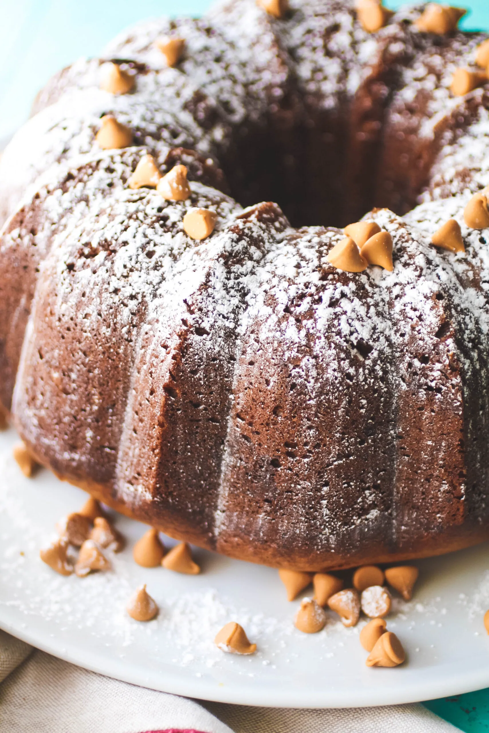 A Banana-Butterscotch Bundt Cake on a platter means a tasty dessert is nearby! 