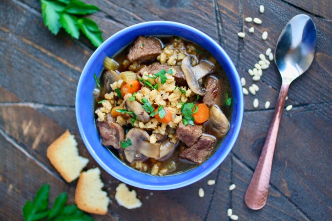 Warm up and fill up with this recipe for Beef Barley and Mushroom Soup!