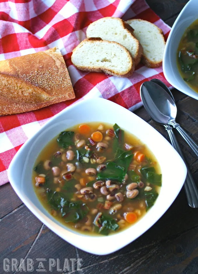 A bowl of Black-Eyed Pea & Swiss Chard Soup with Pancetta is what you need to start the new year right!