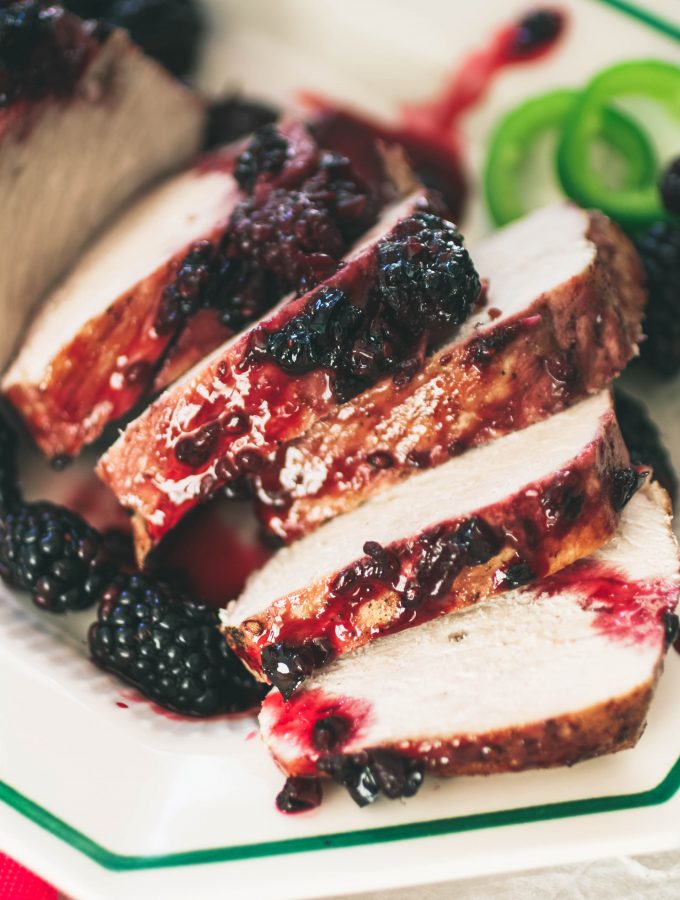 Blackberry-Jalapeño Glazed Pork Tenderloin is a lovely main dish for any meal. Blackberry-Jalapeño Glazed Pork Tenderloin is a delightful dish for dinner.