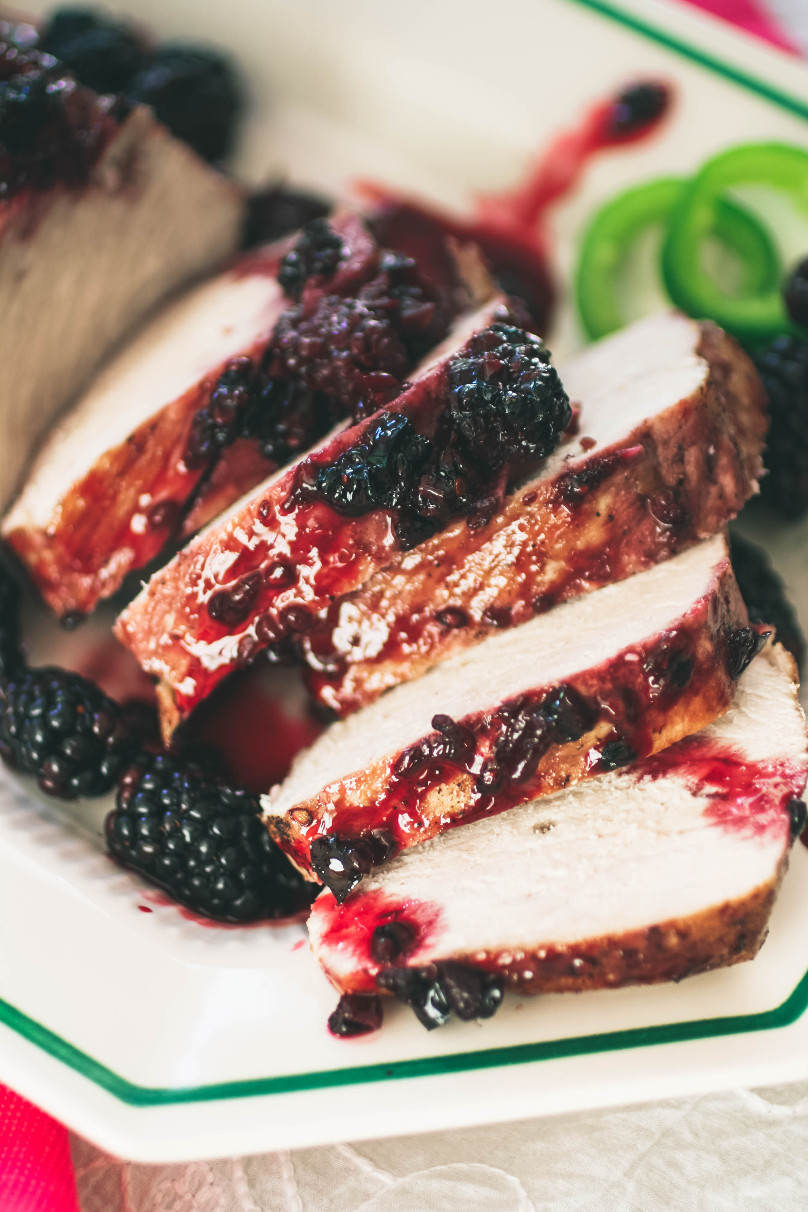 Blackberry-Jalapeño Glazed Pork Loin is a tasty main dish for any night.