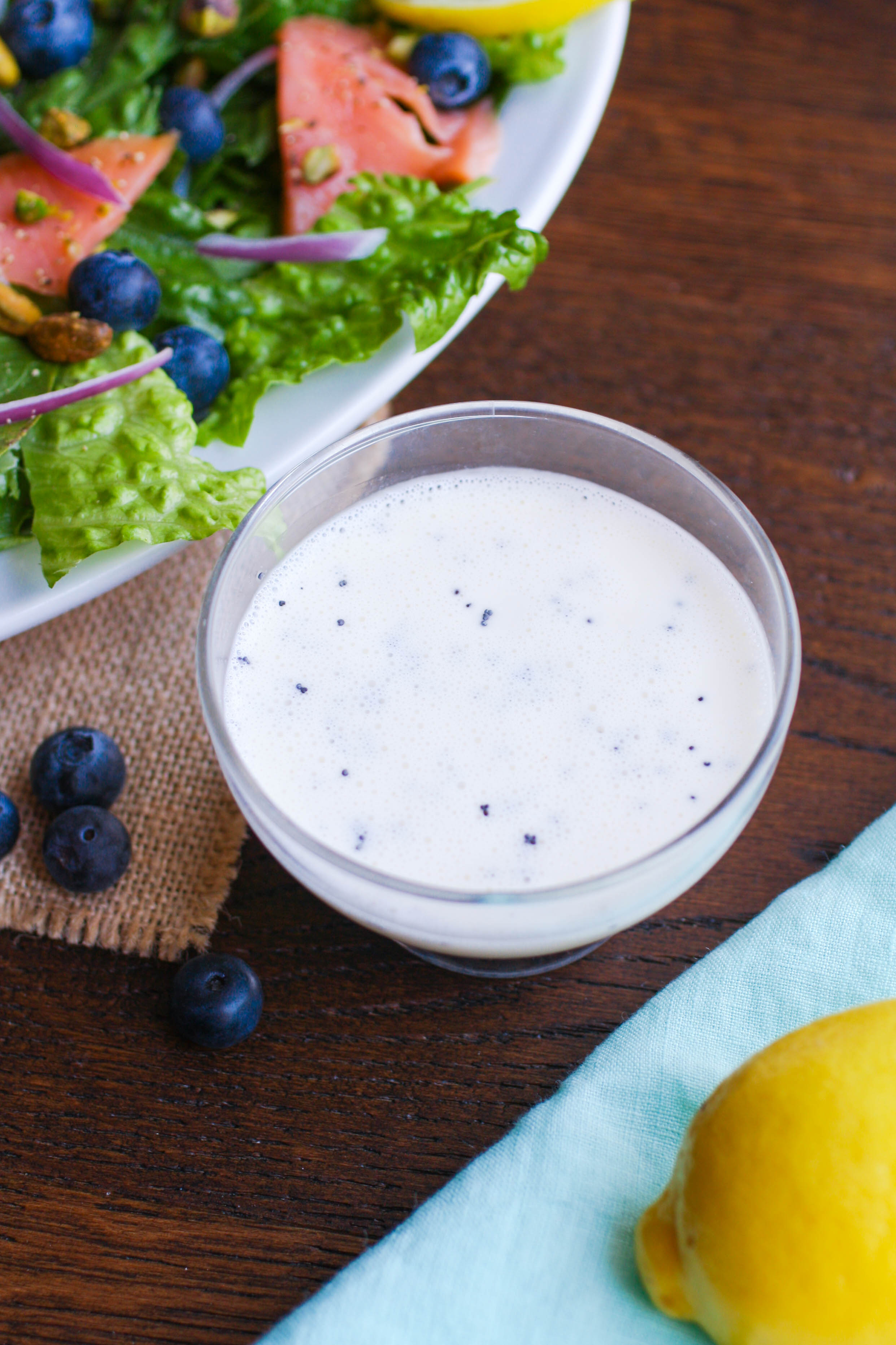 Smoked Salmon Salad with Blueberries and Lemon Poppy Seed Dressing is a fabulous summer dish. You'll love the lemon poppy seed dressing for it's flavor (and because it's so easy to make)!