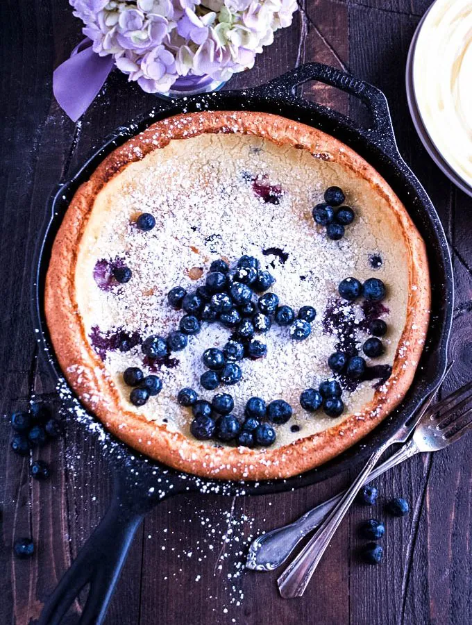 Blueberry Dutch Baby Pancake is a treat for a special breakfast or brunch. You'll love this Blueberry Dutch Baby Pancake!