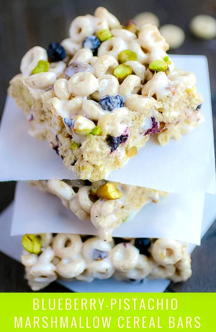 Blueberry-Pistachio Marshmallow Cereal Bars are a tasty snack you can serve anytime. Blueberry-Pistachio Marshmallow Cereal Bars make a classic treat so tasty!