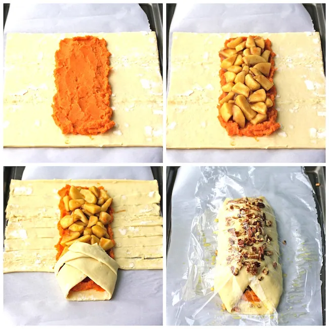 Follow these steps to help prep Apple and Sweet Potato Pastry Braids