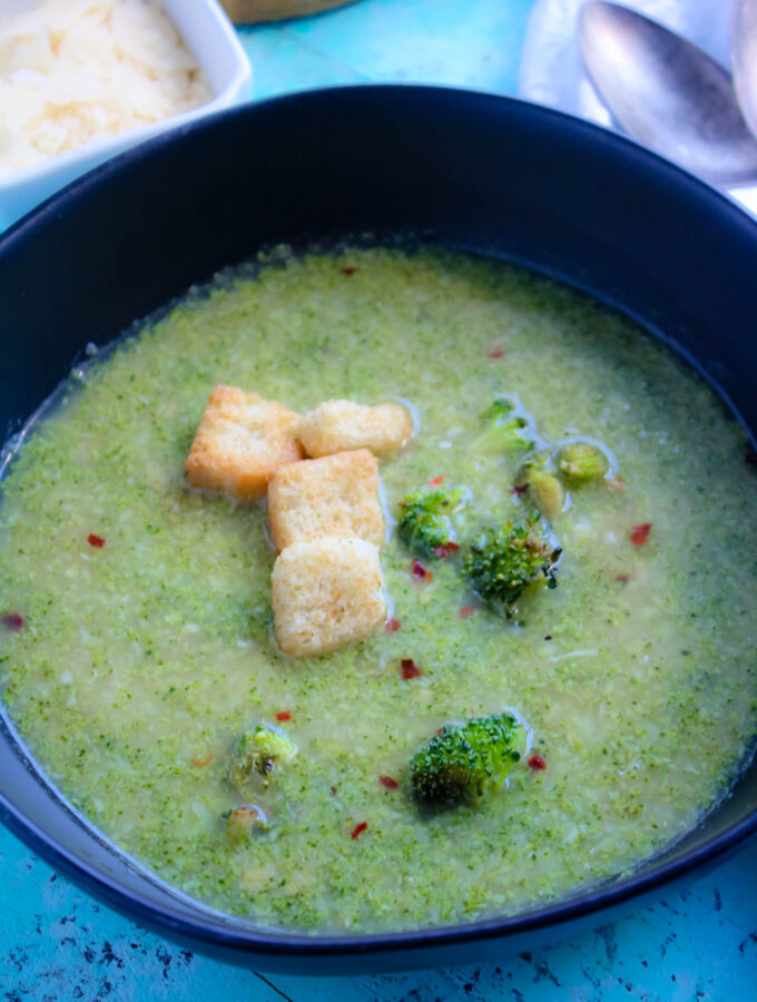 A bowl of Broccoli and Bean Soup with Lemon is ideal on a busy night, especially when the weather turns chilly.