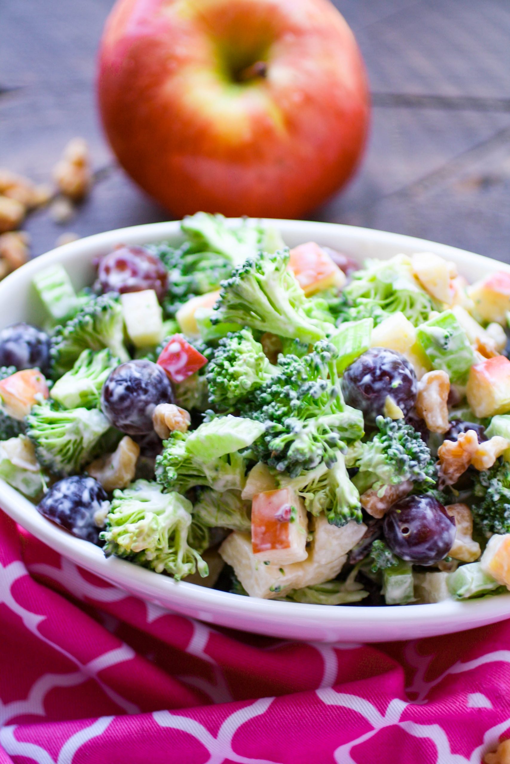 A lovely bowl of Broccoli Waldorf Salad!