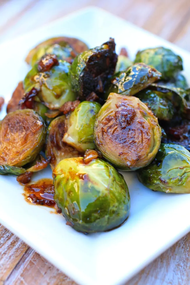 Serve these Roasted Brussels Sprouts with Chipotle-Bacon Jam for a fab side dish