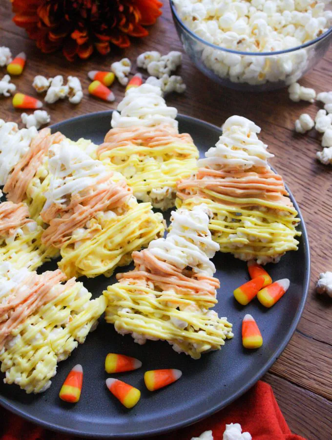 Candy Corn-Shaped Popcorn Treats are a fabulous Halloween treat! You'll love these Candy Corn-Shaped Popcorn Treats for festive fun treats!