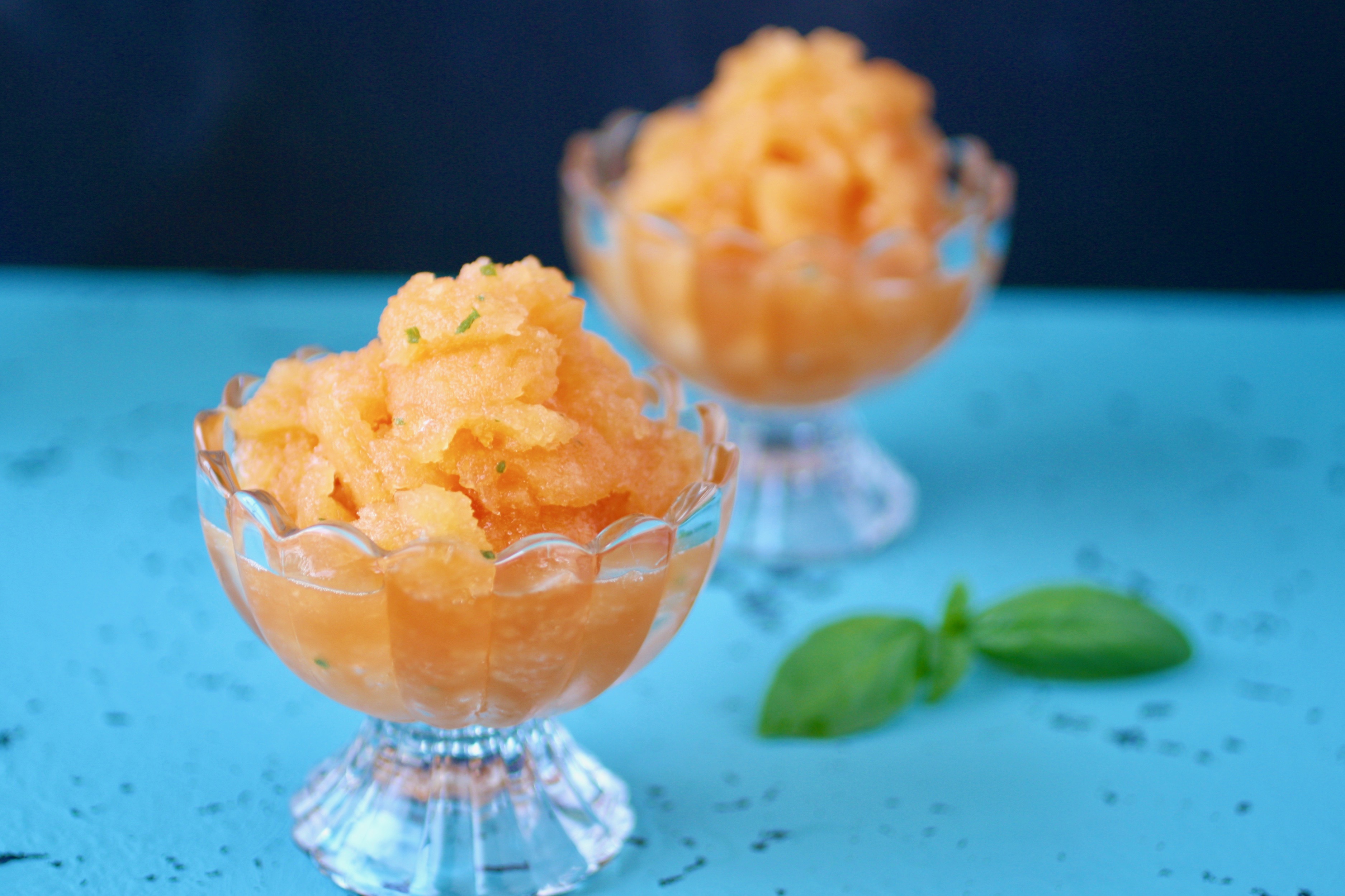 Cantaloupe-Basil Granita is the treat to reach for this summer. Cantaloupe-Basil Granita is easy to make and such a fun, frozen treat!