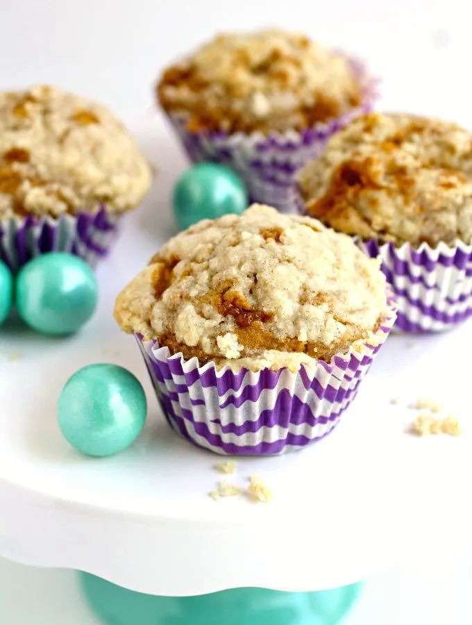 Try these muffins with a fab flavor combo: Caramel Banana Muffins with Streusel Topping - you'll love them!
